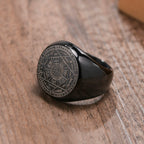 Men Signet Rings, Mens Amulet Ring,Solomon's Secret Seal Horse Seal of the seven archangels Stainless Steel Ring Jewelry