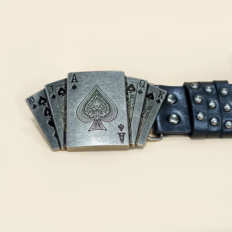 Western Black Belt for Men and Women Poker Rivet Belts Male Fashion Leisure Punk Accessories wide Jeans Waistband Men's Gifts