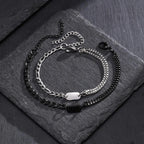 Initials Bracelets for Men Women Couple,Alphabet A-Z 26 Letter Stainless Steel Chain Link Wristband,Valentine's Day Gift for BBF