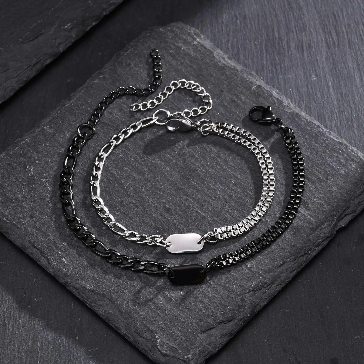 Initials Bracelets for Men Women Couple,Alphabet A-Z 26 Letter Stainless Steel Chain Link Wristband,Valentine's Day Gift for BBF