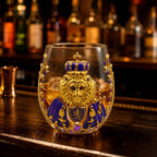 3D Crown Lion Drinking Glass Vintage Royal Style Whiskey Cup Creative Bar Tumbler for Home Party Gift Collection