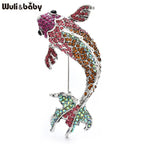PENDRA Lucky Carp Rhinestone Fish Brooch