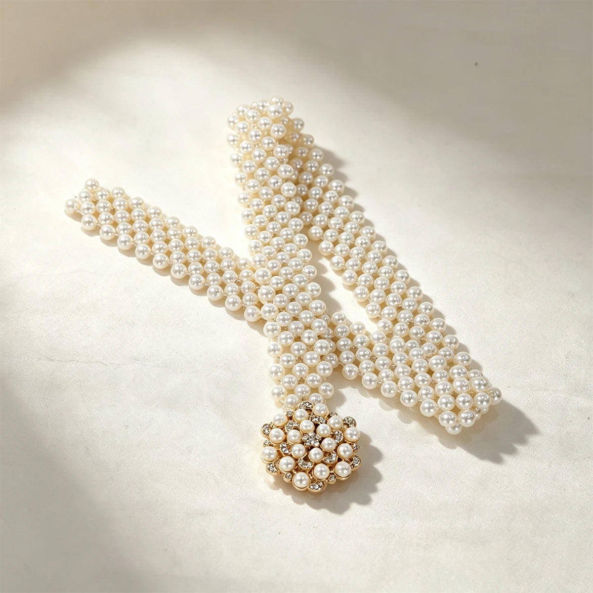 Luxury Fashion Pearl Rhinestone Pearl Waist Belt Female Korean Fashion wedding Dress Decoritive Elegant Women's Wide Waist Chain