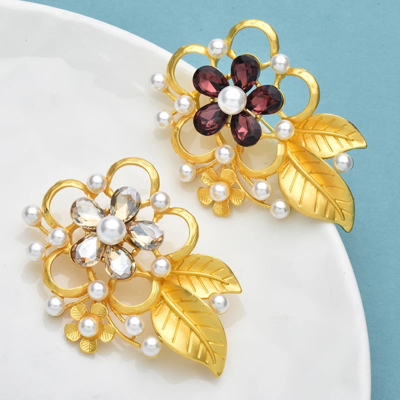 PENDRA Fleuria Classic Rhinestone Flower Brooch