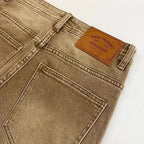 High-end 2026 Luxury Brand Clothes Khaki Jeans Men's Light Luxury Washed Casual Elastic Slim Small Feet Embroidered Long Pants