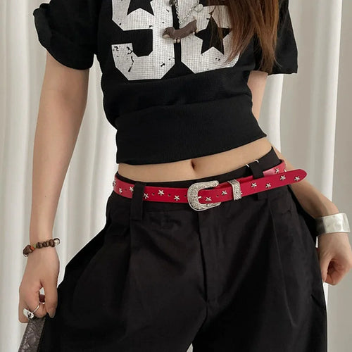 New Style Punk Belts Decoration Men Star Rivets Trend Fashion Punk Style Wide Belt Personality Women Retro Versatile Jeans Belt
