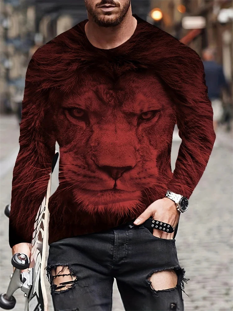 PENDRA Black White Lion Long-Sleeve Long Sleeve T-Shirt