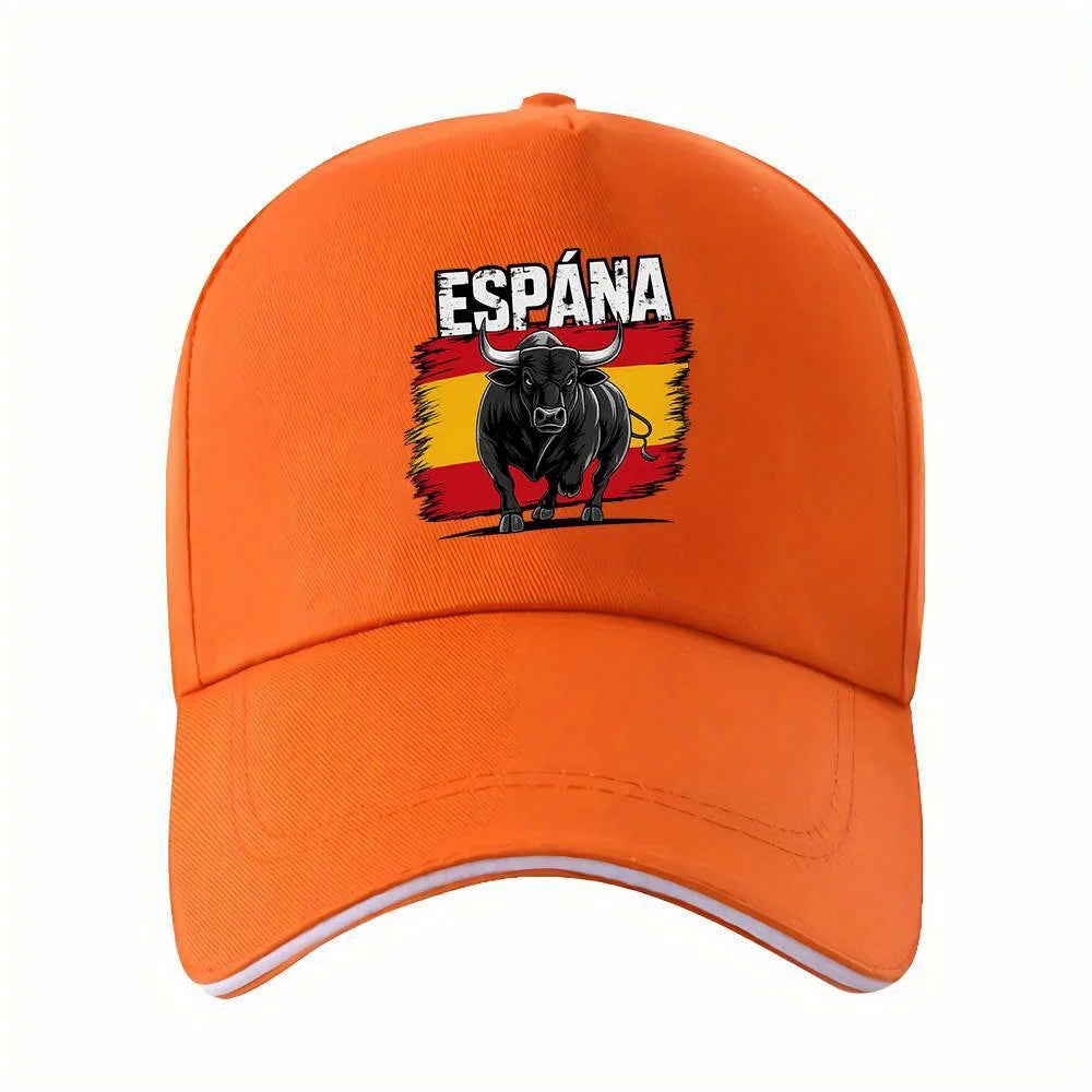 1pc of "ESPANA" Featuring a Spanish Bull, a Printed Baseball Cap That Is Unisex And Appropriate for Any Season