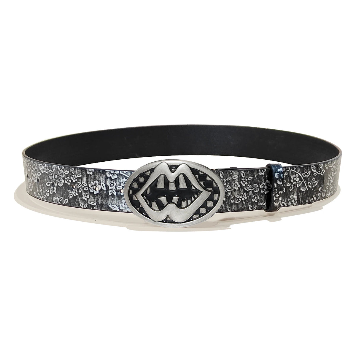 Men & Women's  Western Cowboy PU Leather Belts Vintage Belt Floral Engraved Buckle Silver Flora Plus Size Wide Belt for Jeans
