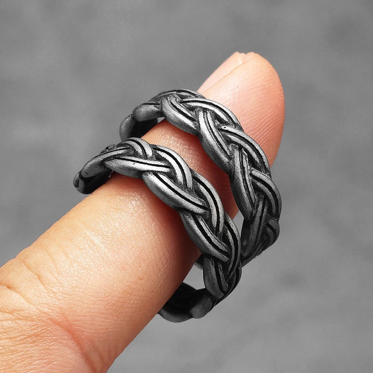 PENDRA Braid Open Rock Steel Ring