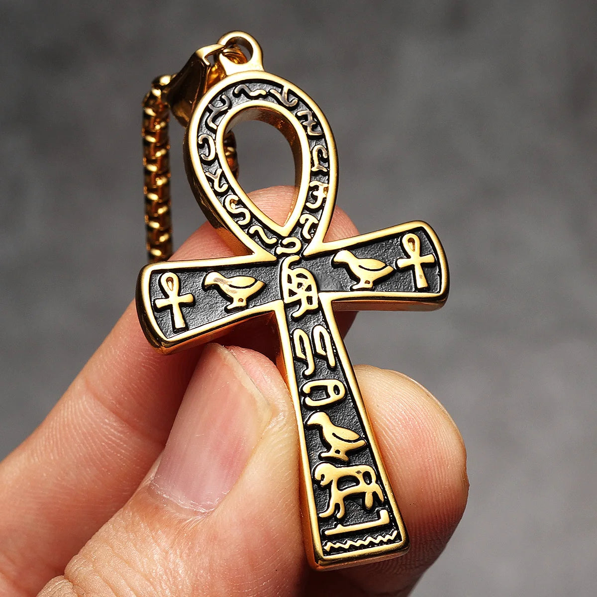 PENDRA Egypt Cross Steel Necklace