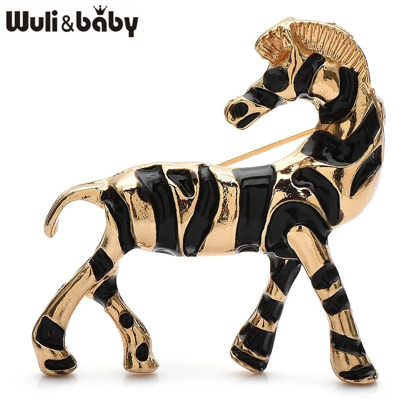 PENDRA Stripes 2-Color Enamel Zebra Brooch