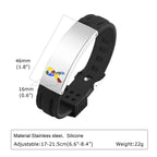 Mprainbow Wide Autism ID Bracelets for Men Boys,Free Customize Black Silicone Band Wristband,Add ICE Emergency Contact
