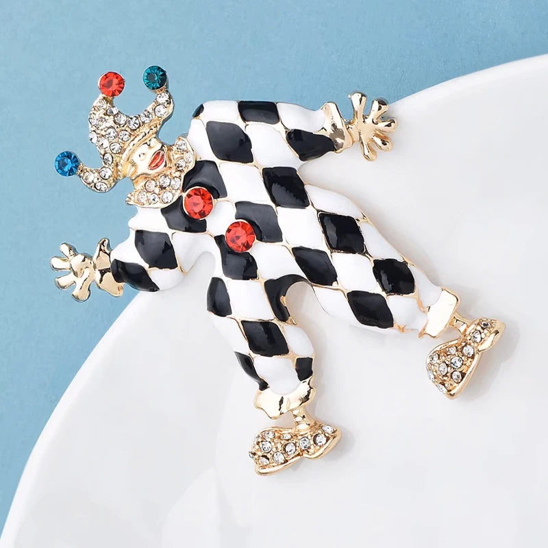 PENDRA Multi Color Crystal Clown Brooch