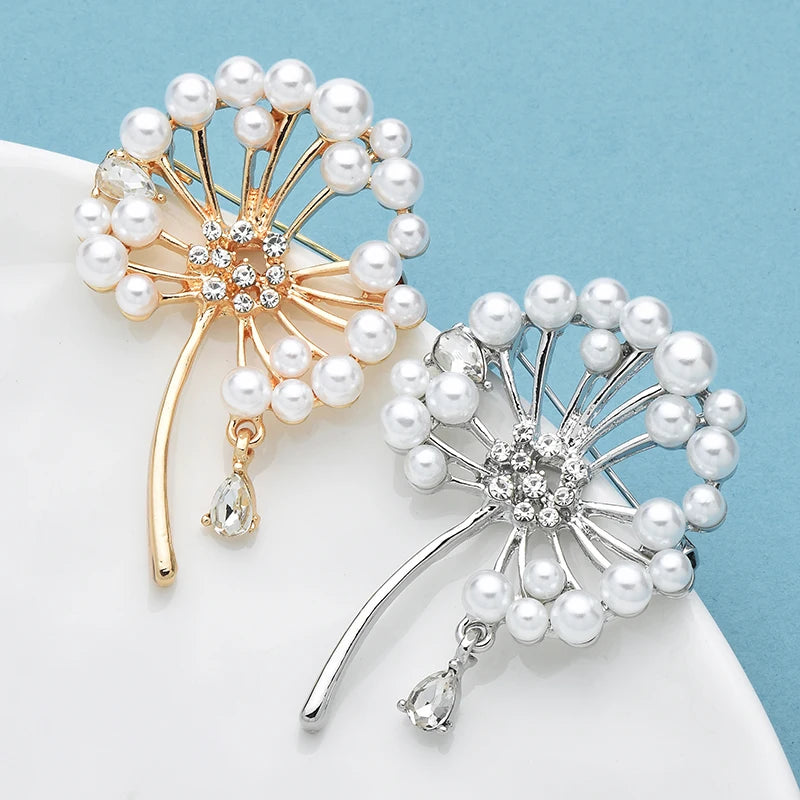 PENDRA Dandeline Elegant Pearl Dandelion Brooch