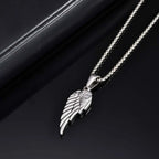 Men's Rose Wing Pendant Necklace,Never Fade Stainless Steel Wings Collars,Rock Punk Jewelry Gift