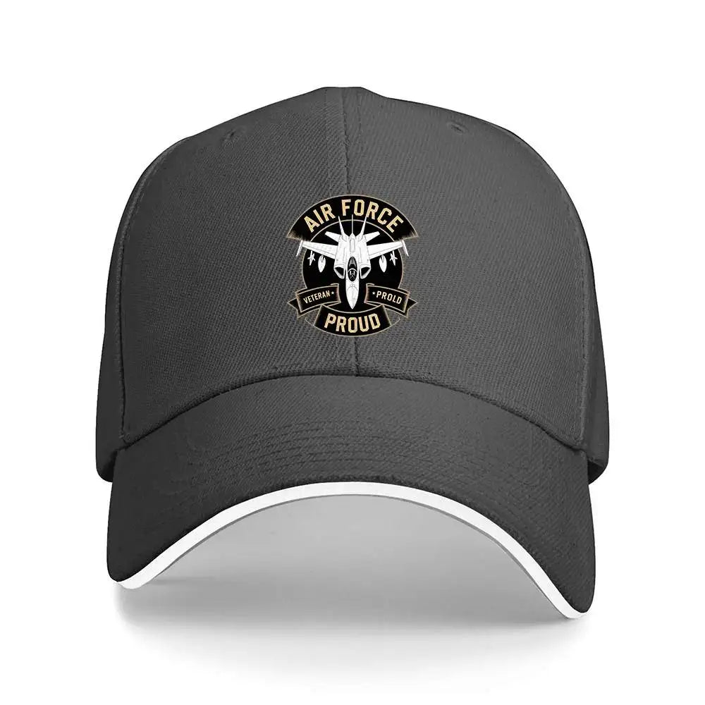 1pc "AIR FORCE PROUD" jet emblem, Baseball caps, unisex, travel caps.