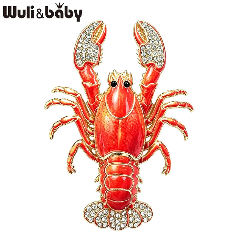 PENDRA Coastal Lobster Rhinestone Metal Brooch
