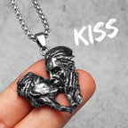 Angel Wing Pray Amulet Stainless Steel Men Necklaces Pendant Chain Punk New in For Couple Women Fashion Jewelry Gifts Wholesale
