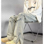 Original Luxury 2026 Brands Clothing Design Pants Men's High Street Tooling Jeans Niche High-end Zipper Split Micro-flared Pants