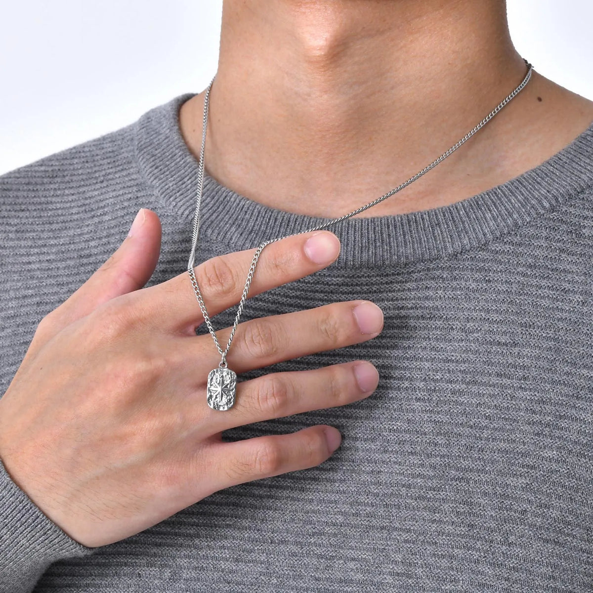 PENDRA Dog Hammered Dog Tag Necklace