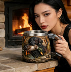 3D Embossed Duck Hunting Mug - Stainless Steel, Pistol Grip Handle, Vintage Outdoor Coffee Cup for Hunters & Wildlife Lovers