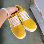 PENDRA Goldcrest Gold Suede Leather Low-Top Thick-Sole Platform Sneakers
