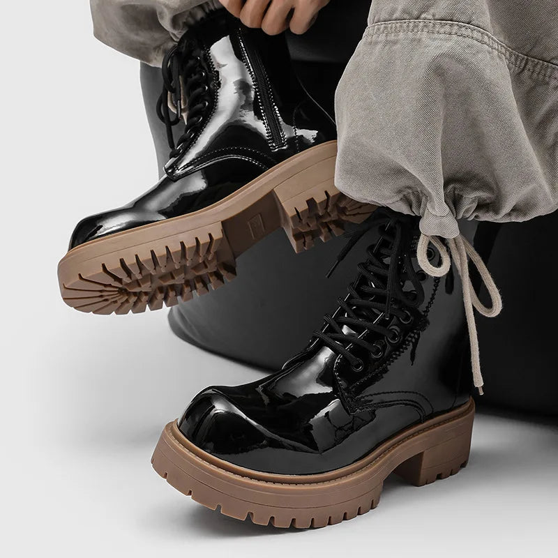 PENDRA Leather Thick Soled Boots