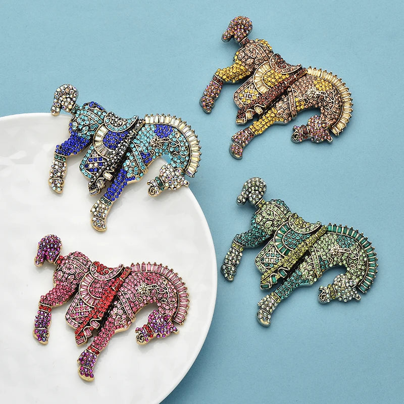 PENDRA Noble Horse Rhinestone Animal Brooch