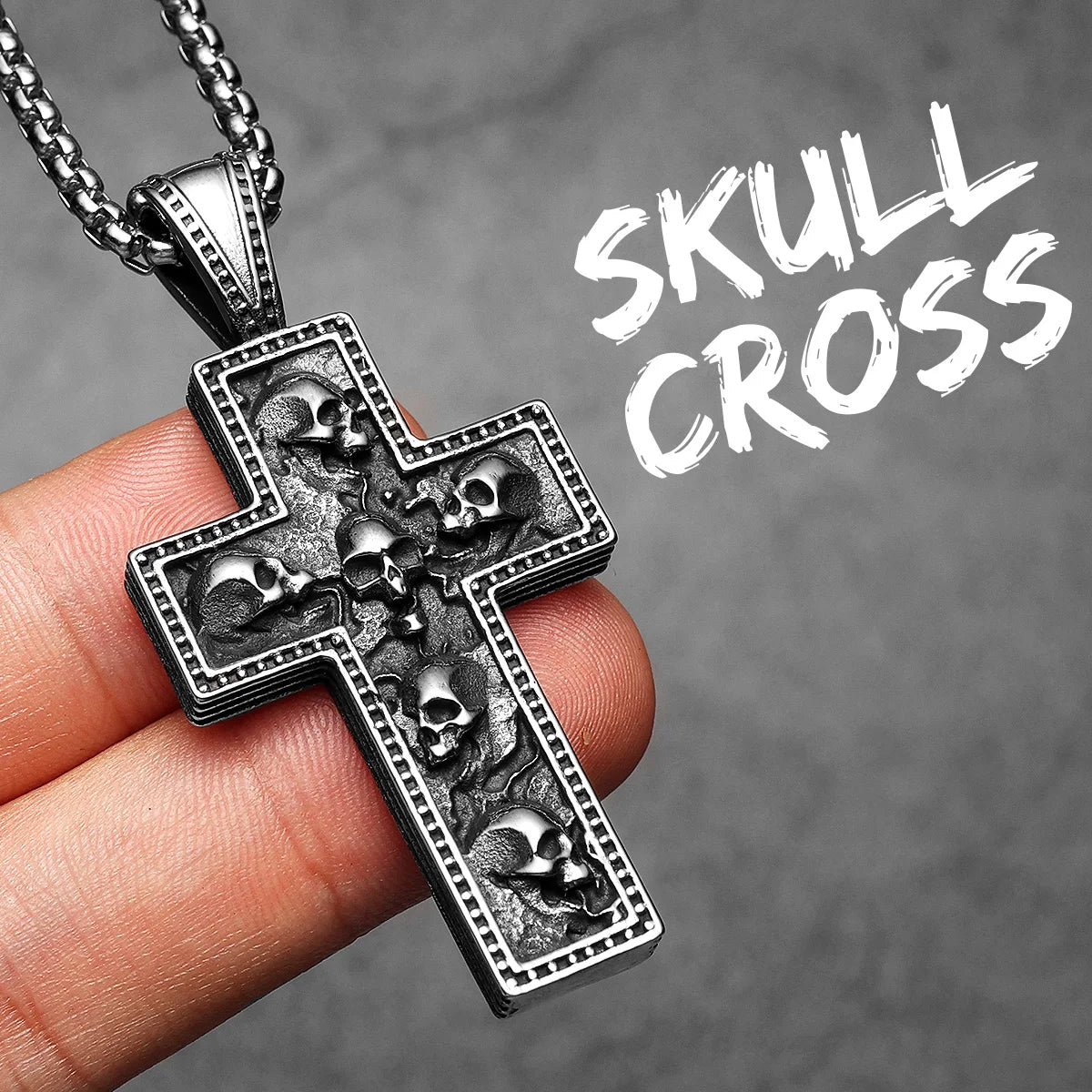Skull Texture Cross Men Necklaces Stainless Steel Pendant Chain Women Fashion Jewelry Punk New In Accessories Gifts Wholesale