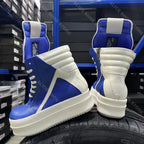 PENDRA Royal Blue Blue Geobasket Leather 6cm Platform Zip Ankle Boots