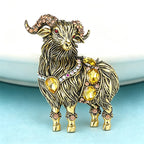 PENDRA Noble Goat Crystal Animal Brooch