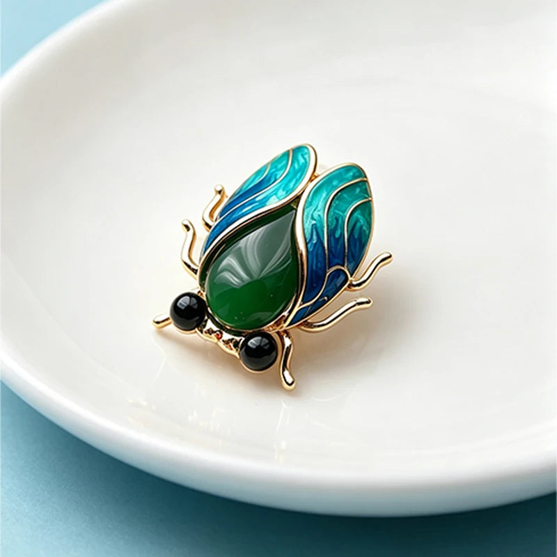 PENDRA Cicada Charm 2-Color Enamel Cicada Brooch