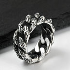 Vintage Punk Men's Ring,Antique Oxidized Stainless Steel Band Ring, Streetwear Casual Jewelry Gift