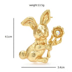 PENDRA Metal Taking Flower Rabbit Brooch