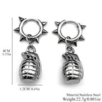 Funny Grenade Rivet Earrings For Men Women  Stainless Steel Silver Color Hiphop Rock Party Male Punk Hoop Ear Ring Jewelry Gift