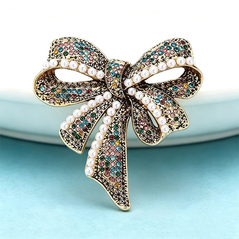 PENDRA Bellavie Vintage Rhinestone Bowknot Brooch