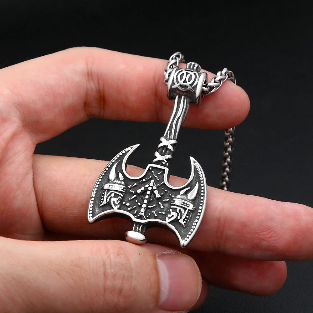 PENDRA Twinaxe Viking Double-Edged Axe Pendant