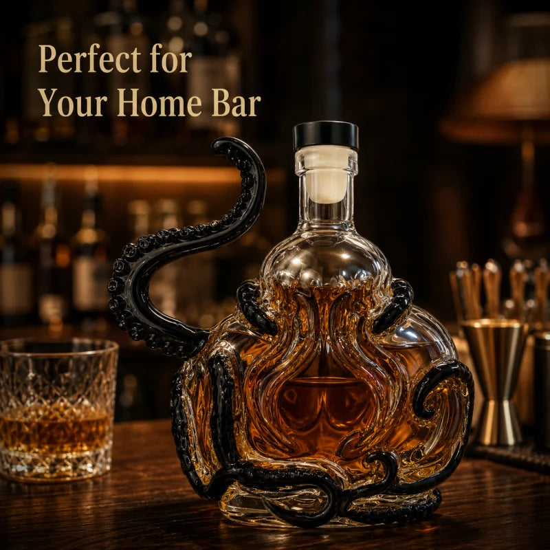 Creative Octopus Shape Glass Decanter 350ml Whiskey Wine Liquor Bottle with Stopper for Bar Home Decor