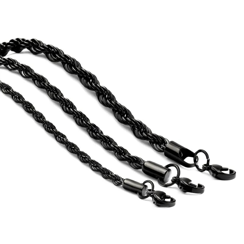 PENDRA Twisted Black Rope Chain Necklace