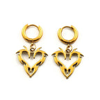 Y2K Thorn Flame Hoop Earrings Stainless Steel Korean Heart Unisex Punk Charm Grunge Ear Jewelry Goth Party Streetwear Gift