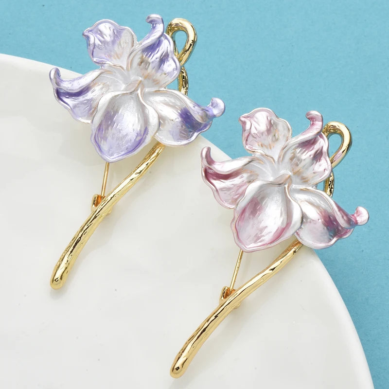 PENDRA Orchidelle Pretty Enamel Orchid Brooch