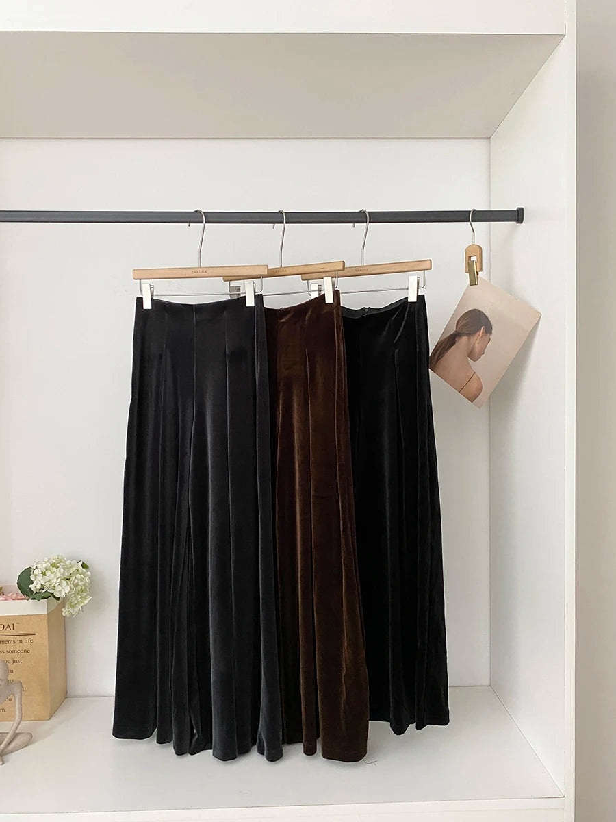 Autumn and winter new retro fashionable high-end velvet versatile casual pants loose fit wide leg pants for women