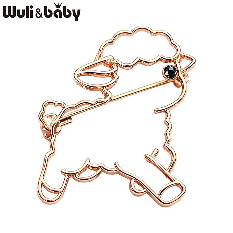 Wuli&baby Lovely Alloy Sheep Brooches For Women Men Beautiful Year Of Sheep Animal Lamb Party Brooch Pins New Year Gifts