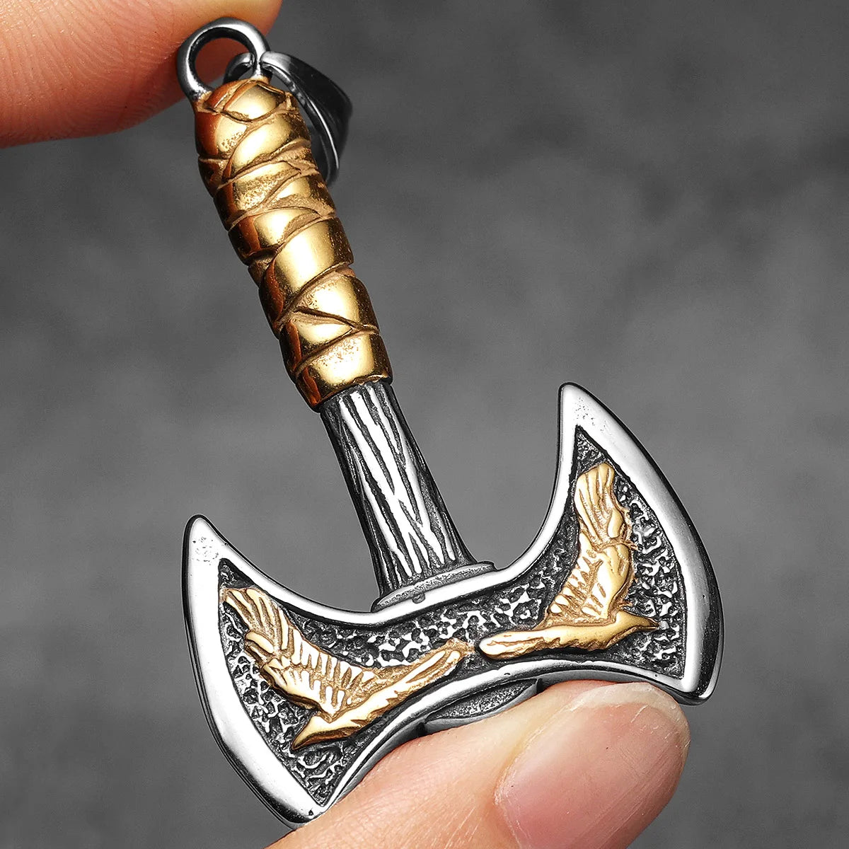 PENDRA Phoenix Axe Steel Necklace