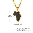 African Map Necklace for Men Boys,Gold Color Stainless Steel Abalone Shell Pendant Necklace,Map Jewelry Gift