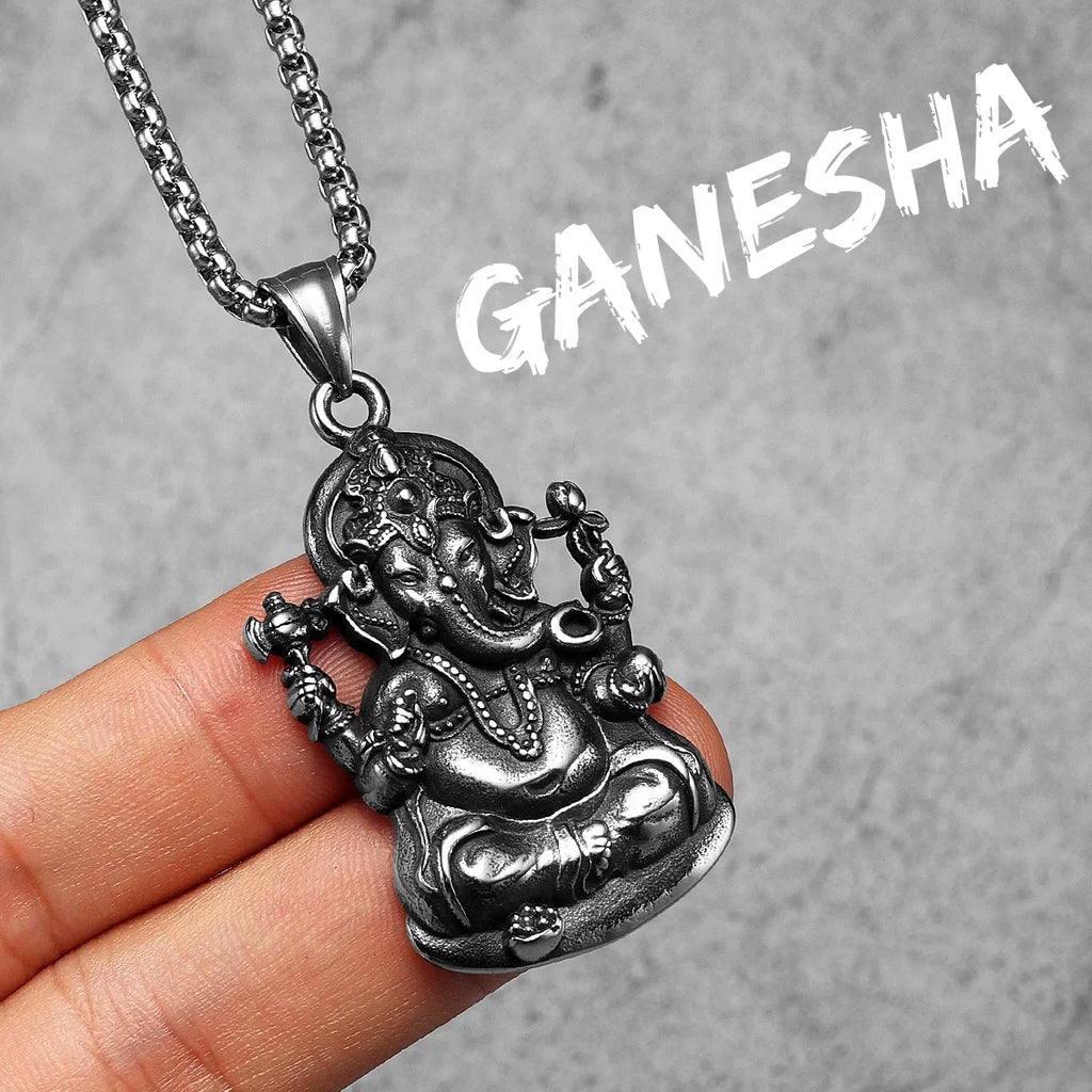 PENDRA Hinduism Ganesha Steel Necklace