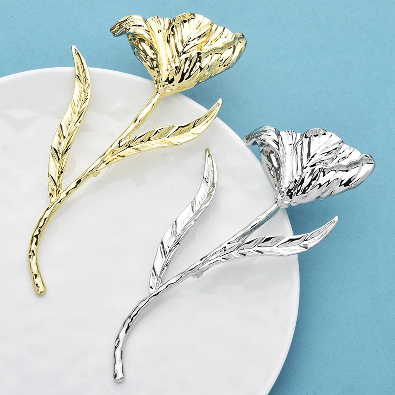 PENDRA Tulip 2-Color Oversized Metal Flower Brooch