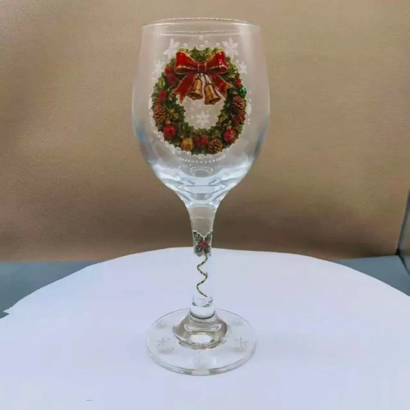 PENDRA Santa Christmas Pattern Clear Wine Goblet
