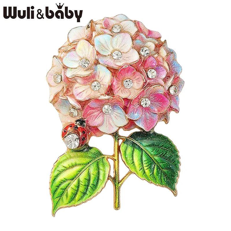 PENDRA Hydria 6-Color Hydrangea Ladybug Brooch